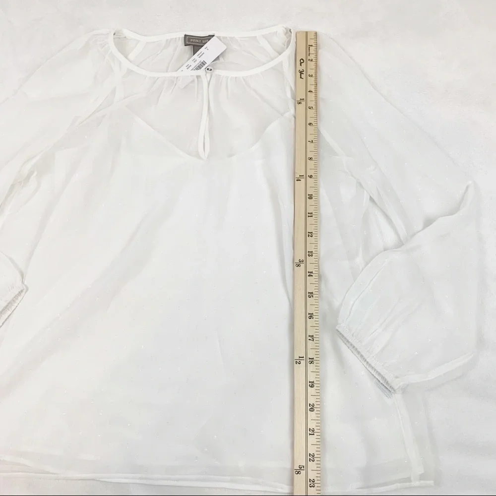 Point‎ Sur pin dot chiffon popover blouse